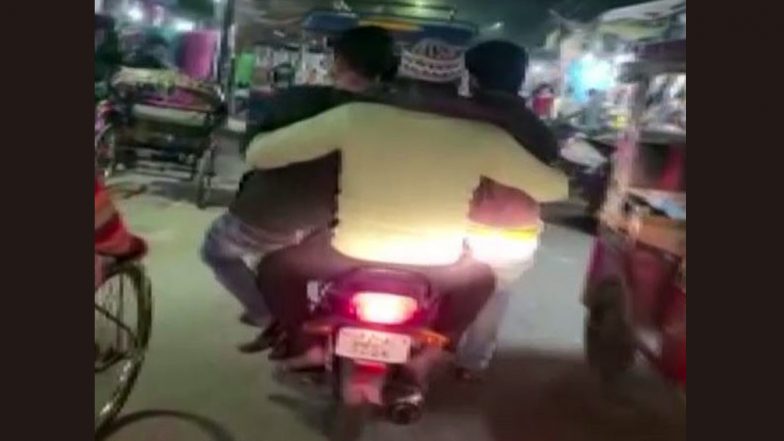 Uttar Pradesh: Five Persons Arrested for Riding on a Single Motorcycle in Moradabad; Video Goes Viral