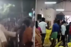 Viral Video: Brawl After Uninvited Man Offers Gift at Wedding Reception in Kerala’s Thiruvananthapuram, Several Injured