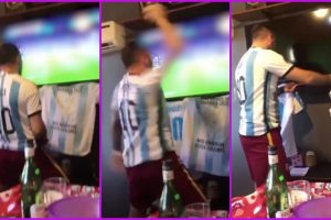 Argentina Football Team Fan Smashes TV After Lionel Messi's Goal Against Mexico at FIFA World Cup 2022 (Watch Viral Video)
