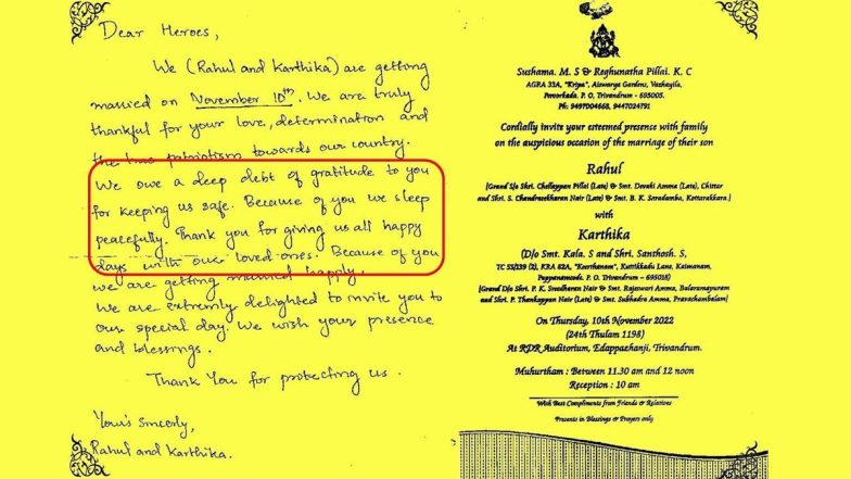 Indian Army Responds To Kerala Couple's Wedding Invite With A Beautiful Message, Check Viral Post