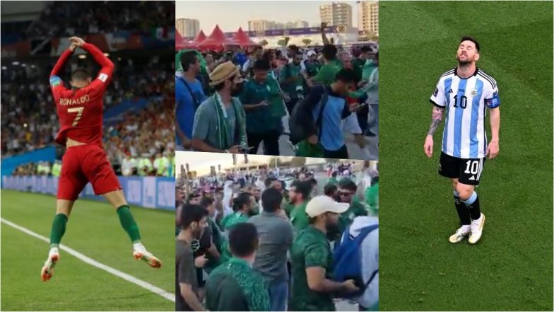 Saudi Arabia Fans Do Cristiano Ronaldo’s ‘Siuuu’ Celebration After Beating Lionel Messi’s Argentina in FIFA World Cup Qatar 2022 (Watch Video)