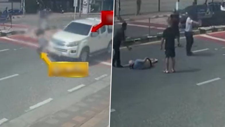 Viral Video: British Tourist Hit, Flung in Air by Pickup Truck at Zebra Crossing in Thailand’s Pattaya