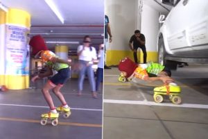 7-Year-Old Dashna Aditya Nahar Breaks World Record for the Fastest Time to Limbo Skate Under 20 Cars at 13.74 Seconds; Watch Viral Video
