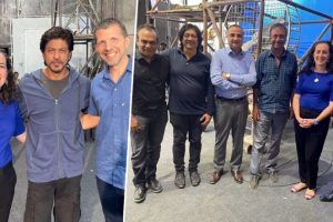 Shah Rukh Khan Meets Consulates Kobbi Shoshani and Mike Hankey at Mumbai's Film City (View Viral Pics)