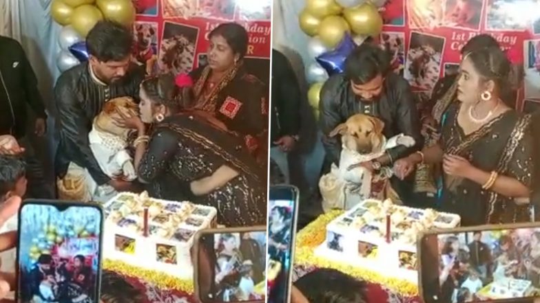 Pawsome Birthday! Woman in Dhanbad Celebrates Pet Dog's Special Day With Bang (Watch Video)