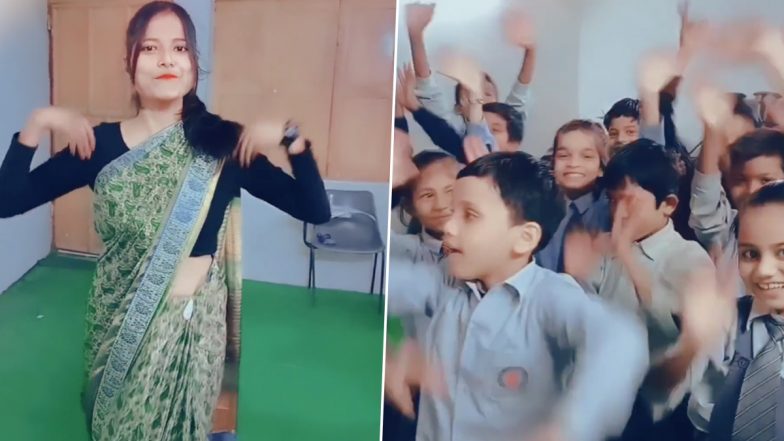 School Teacher Makes Dance Reel With Students on Bhojpuri Song ‘Patli Kamariya’ in Classroom; Viral Video Has Mixed Reactions