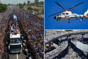 Messi Evacuated by Helicopter After Argentina Fans Flock Parade Route and Swarm FIFA World Cup 2022 Winners (See Pics and Video)
