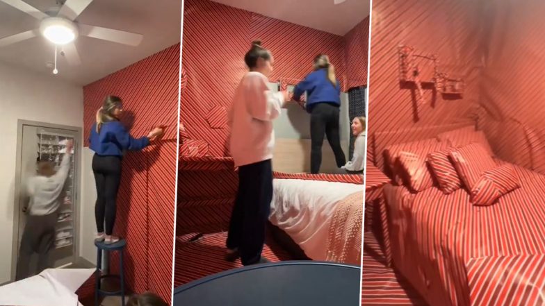 Roommates Pull Off Christmas Prank on Friend by Covering the Entire Room in Wrapping Paper; Check How It All Turned Out