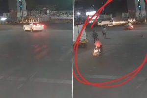 Video: Speeding Car Crashes, Hits Divider; Cyberabad Police Share Horrifying CCTV Footage Showing Dangers of Drunk Driving