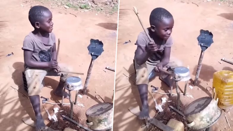 Little Boy Skilfully Plays Drums With Vessels and Scrap in Viral Video; Internet Is in Awe of the Cute Kid