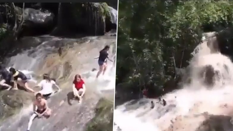 Video of 2021 Tinubdan Falls Tragedy Goes Viral Again, Shows Tourists Being Washed Away By Flash Flood At A Philippines Waterfall (Graphic Content Warning)