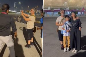 FIFA World Cup 2022: Aamir Khan Poses With Ex-wife Kiran Rao and Son Azad Outside Stadium in Qatar (Watch Viral Video)