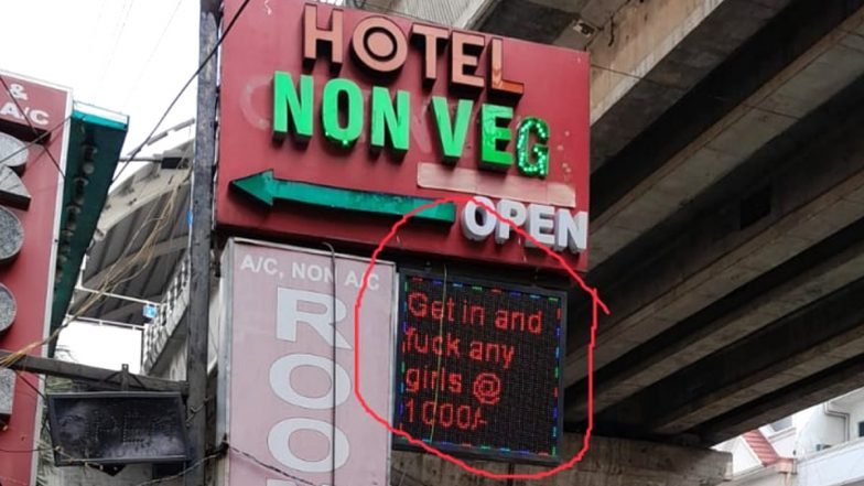 ‘Get In and F*** Any Girls at 1000’ Message Appears on Digital Board Outside a Restaurant in Chennai, Picture and Video Goes Viral