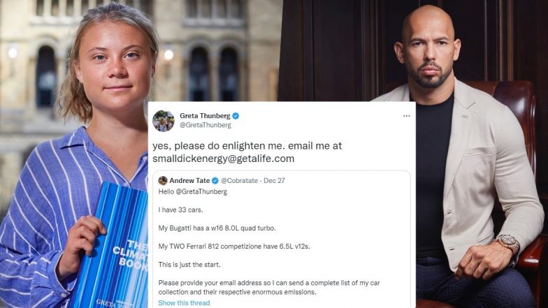 Greta Thunberg Asks Andrew Tate To Email Her at smalldickenergy@getalife.com in Reply to Influencer’s Flamboyant Tweet on Carbon Emissions!