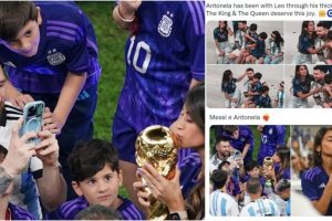 Lionel Messi Takes Wife Antonela Roccuzzo’s Photos Kissing World Cup Trophy After Argentina’s Win in FIFA WC 2022 Final in Qatar, Fans Overjoyed!