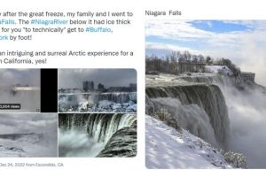 Niagara Falls Frozen in US Winter Storm aka ‘Blizzard of the Century,’ Pics and Videos of Waterfall in North America Partially Turned Into Icy Wonderland Go Viral!