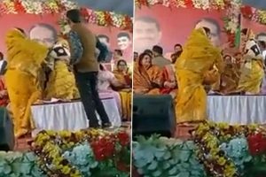 Female BJP Leaders Chandraprabha Tiwari and Neelam Choubey Get Into Ugly Fight on Stage in Panna, Madhya Pradesh; Video Goes Viral