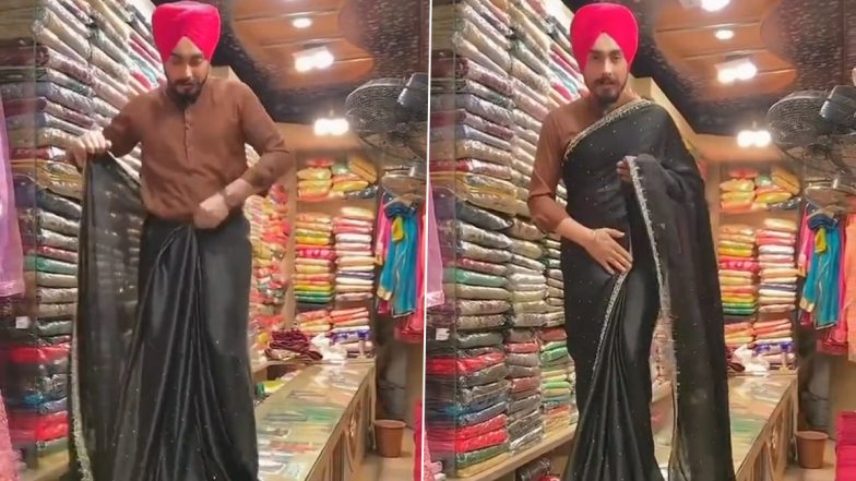 Pakistani Man Effortlessly Drapes Saree at a Store in Viral Video, His Impressive Skills Catch Internet's Attention!