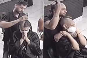 Barber Shaves Off His Own Hair To Support a Cancer Patient in Viral Video; Netizens Overwhelmed By The Gesture