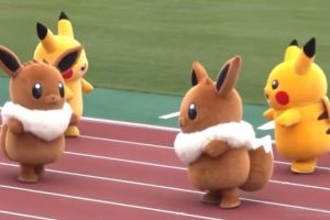 Pikachu vs Eevee Relay Race! Video of the Pokemon Mascots Running Cutely for the Competition Goes Viral