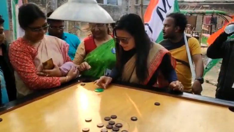 Mahua Moitra Exhibits Her Carrom Skills, Plays Board Game With Village Women (See Pic and Video)