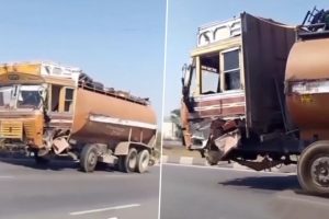 Man Drives Damaged Truck Without Front Wheels At High Speed in Viral Video; Netizens Say 'This is Possible Only in India'