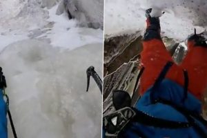 Ice Climber Nearly Falls to Death, Watch Scary Video to Know How He Miraculously Survived