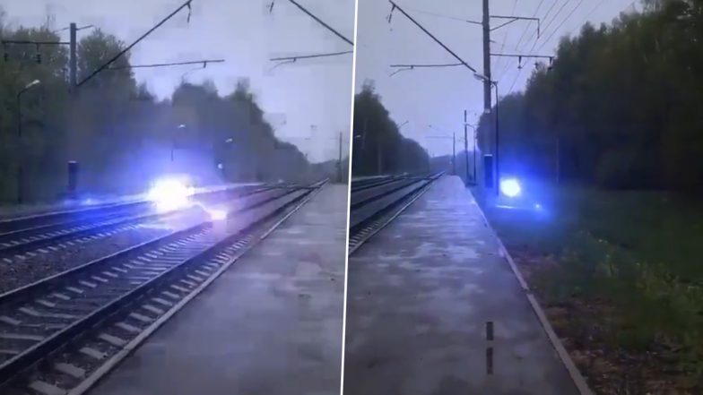Lightning Ball Moving Mysteriously Over Railway Tracks? Here’s a Fact Check of The Viral Video