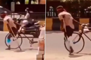 Viral Video: Specially-Abled Man Pulls Cart With One Hand While Holding Crutch With Other, Netizens Call Him 'Incredible Soul'