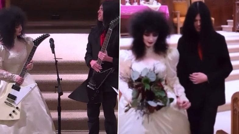 Head-Banging Bride and Groom Exchange Electric Guitars Instead of Rings During Wedding Ceremony; Watch Video