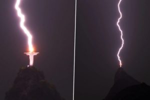 Lightning Strikes Christ the Redeemer Statue in Brazil's Rio de Janeiro, Photo of Flash Hitting One of Seven Wonders of the World Goes Viral