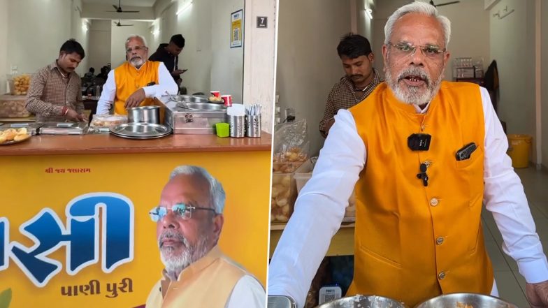 'Woh Chai Wale The, Mein Paani Puri Wala Hoon': Video of PM Narendra Modi's Doppelganger Selling Chaat in Gujarat Goes Viral