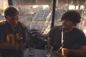 Viral Video: Podcasters Survive Miraculously as SUV Comes Crashing Through Cafe During Live Session