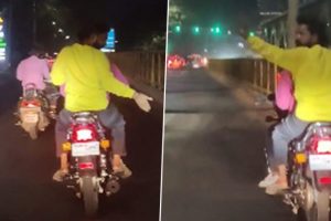 Pune Shocker: Bike-Borne Men Chase, Harass Family Travelling in Car With Baby on Aundh-Ravet BRTS Road, Video Surfaces