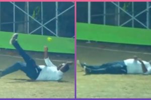'Best Video to Start Monday' Funny Fielding Effort from Tennis Ball Tournament Match in India Goes Viral