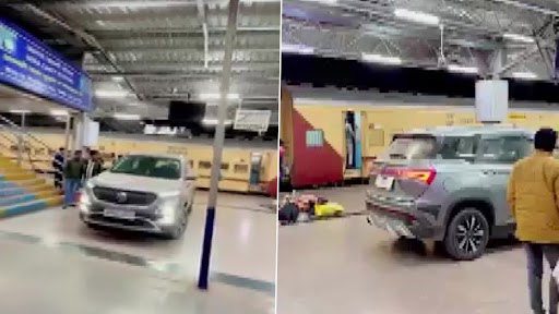 Man Drives Car on Agra Cantt Railway Platform to Make Instagram Reel, Booked After Video and Pics Go Viral