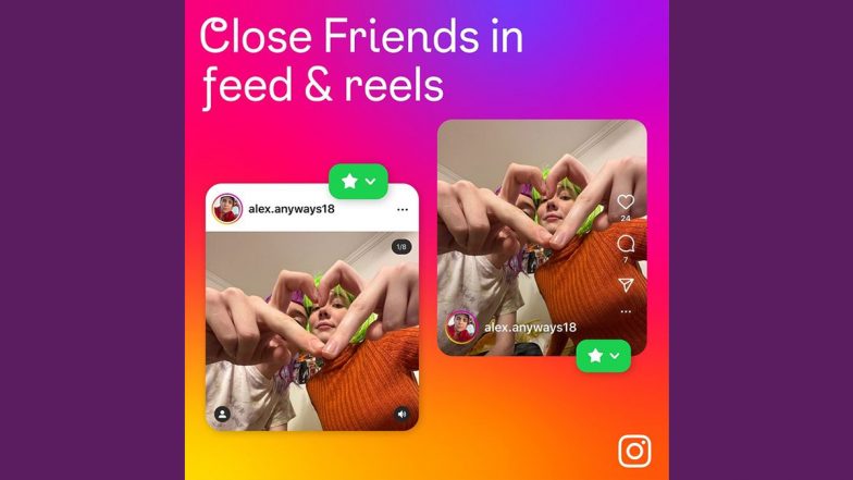 Instagram New Feature Update: Meta Introduces New ‘Close Friends in Feeds and Reels’ Feature To Let Users Share Regular Posts and Reels With Their Inner Circle