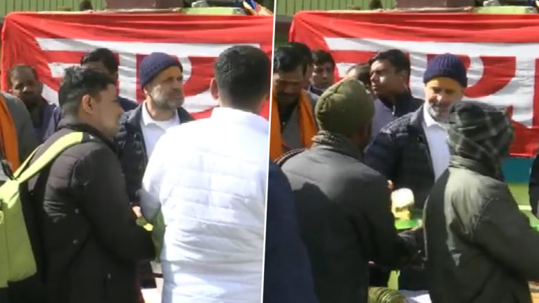 Uttarakhand: Congress Leader Rahul Gandhi Distributes ‘Prasad’ to Pilgrims at Kedarnath Temple Premises (Watch Video)