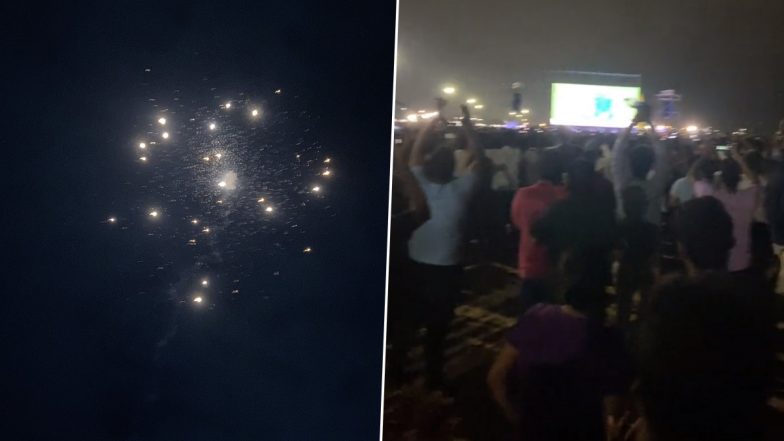 Tamil Nadu: Firecrackers Go Off, Thousands of Cricket Fans Give Standing Ovation to Aussies for ICC World Cup Win at Chennai’s Marina Beach, Video Surfaces