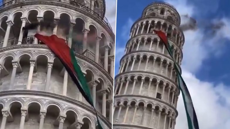 Palestine Flag Flies From Leaning Tower of Pisa in Italy Amid Israel-Hamas War, Photo and Video Go Viral