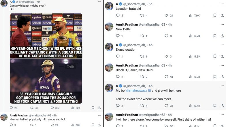 Most Insane Thread By Cricket Fans! Epic Banter Between MS Dhoni and Sourav Ganguly Supporters on ‘X’ Goes Viral!