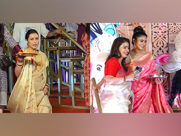 Rani Mukerji, Kajol perform Sindoor Khela, shine in traditional sarees